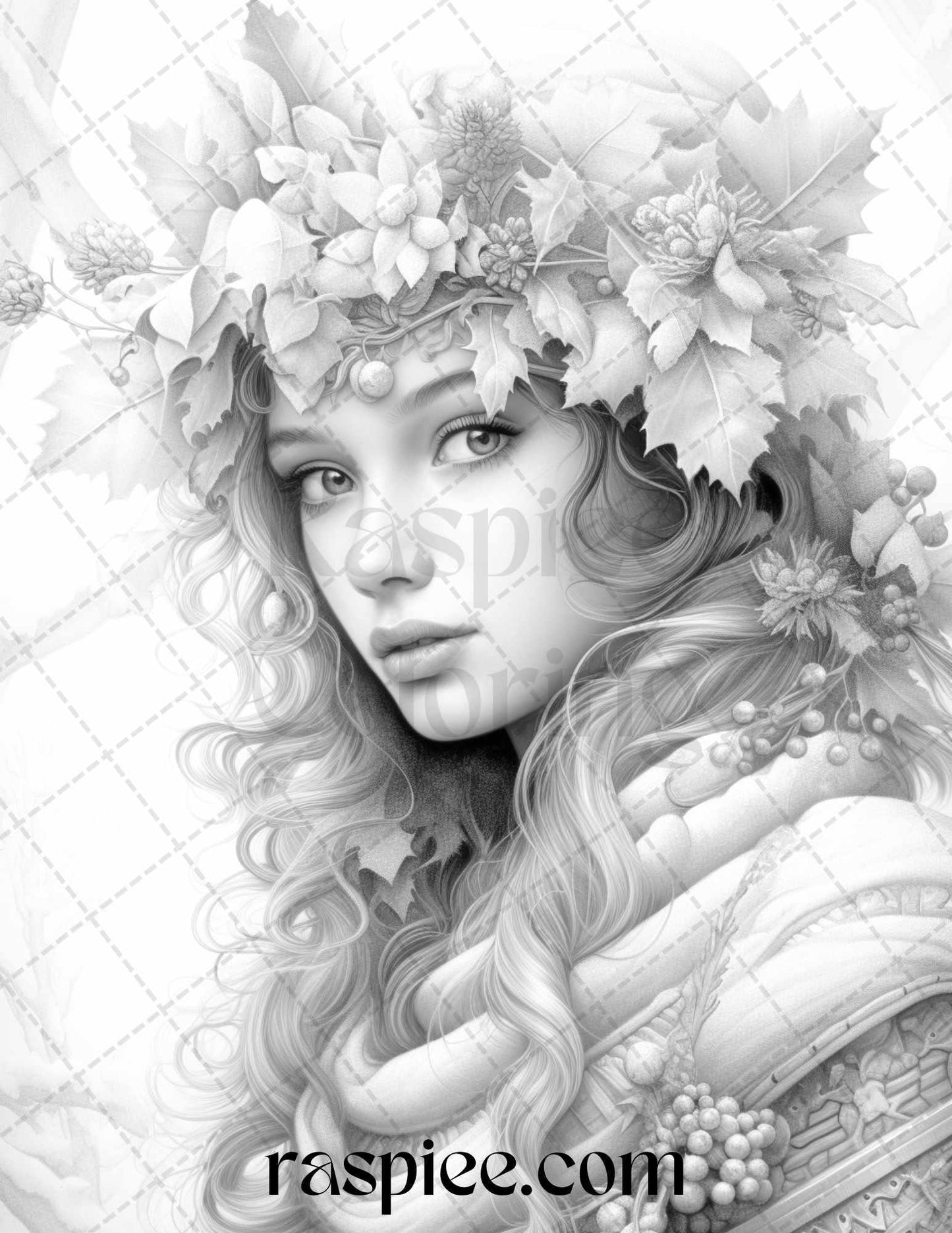 50 Winter Fairy Grayscale Coloring Pages Printable for Adults, PDF File Instant Download