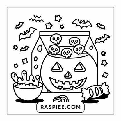 100 Bold Easy Spooky Food & Drinks Coloring Pages Printable PDF Instant Download