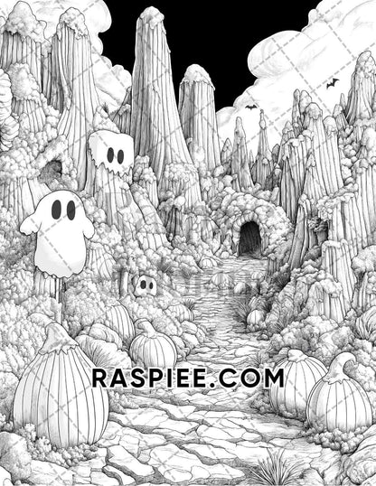 Halloween Surreal Adult Coloring Pages Printable PDF Instant Download