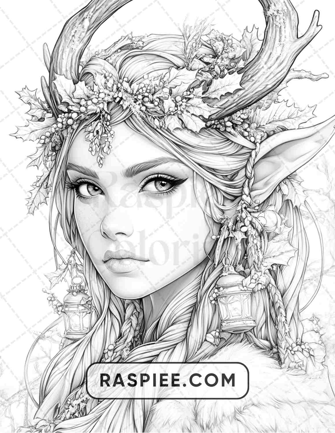 57 Winter Fairytale Portraits Adult Coloring Pages