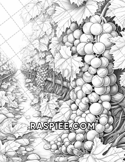 60 Relaxing Autumn Grayscale Adult Coloring Pages Printable PDF Instant Download