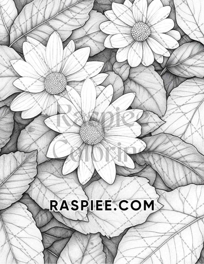 Fall Flowers Adult Coloring Pages Printable PDF Instant Download