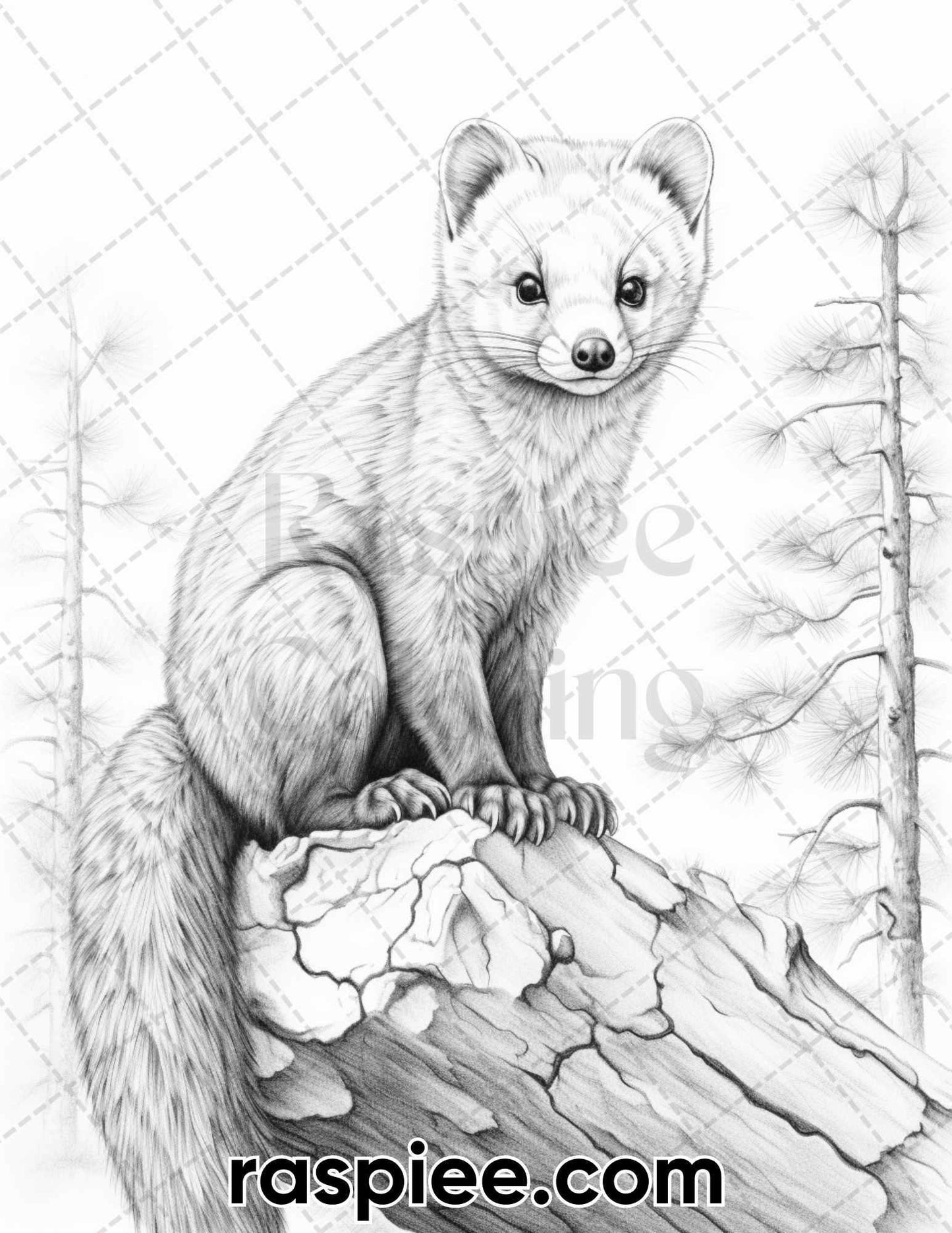 55 Winter Wildlife Grayscale Coloring Pages for Adults, Printable PDF Instant Download