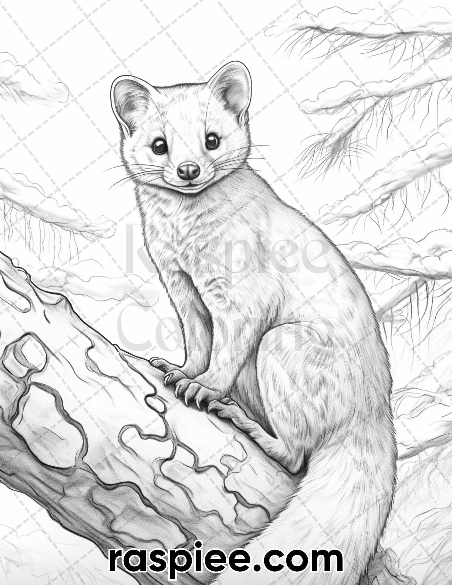 55 Winter Wildlife Grayscale Coloring Pages for Adults, Printable PDF Instant Download