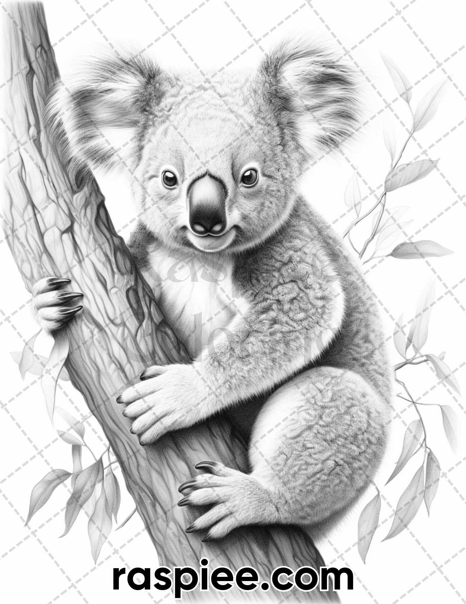 55 Wild Animals Grayscale Coloring Pages for Adults, Printable PDF Instant Download