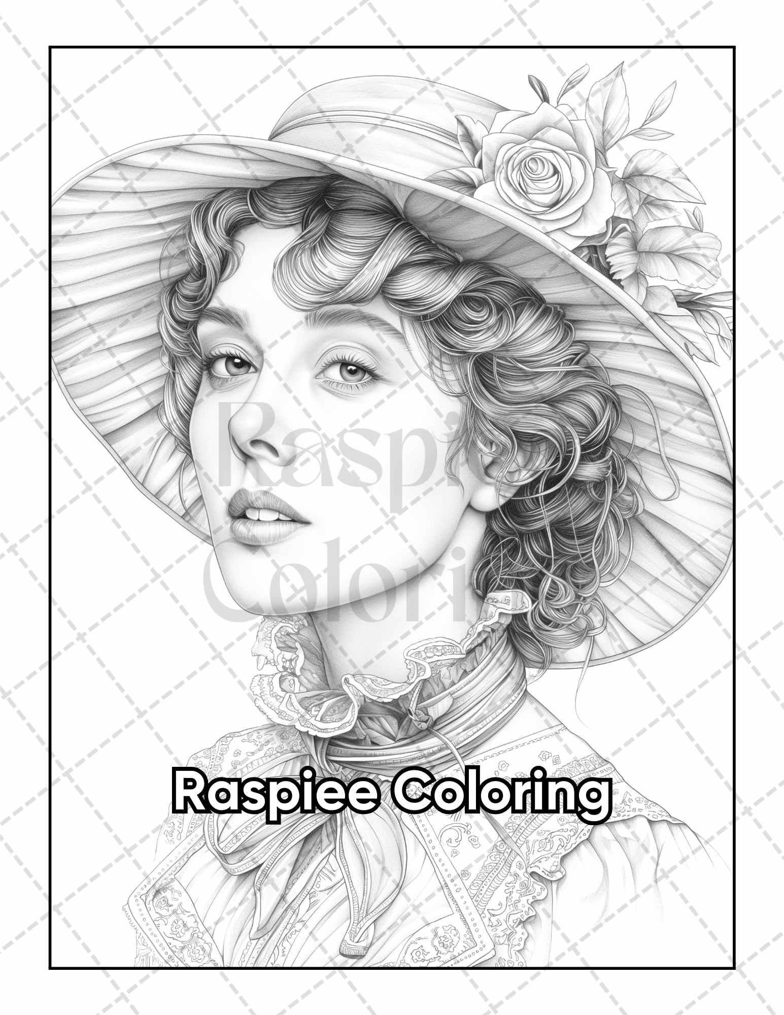 50 Victorian Portrait Adult Coloring Pages Printable PDF Instant Download
