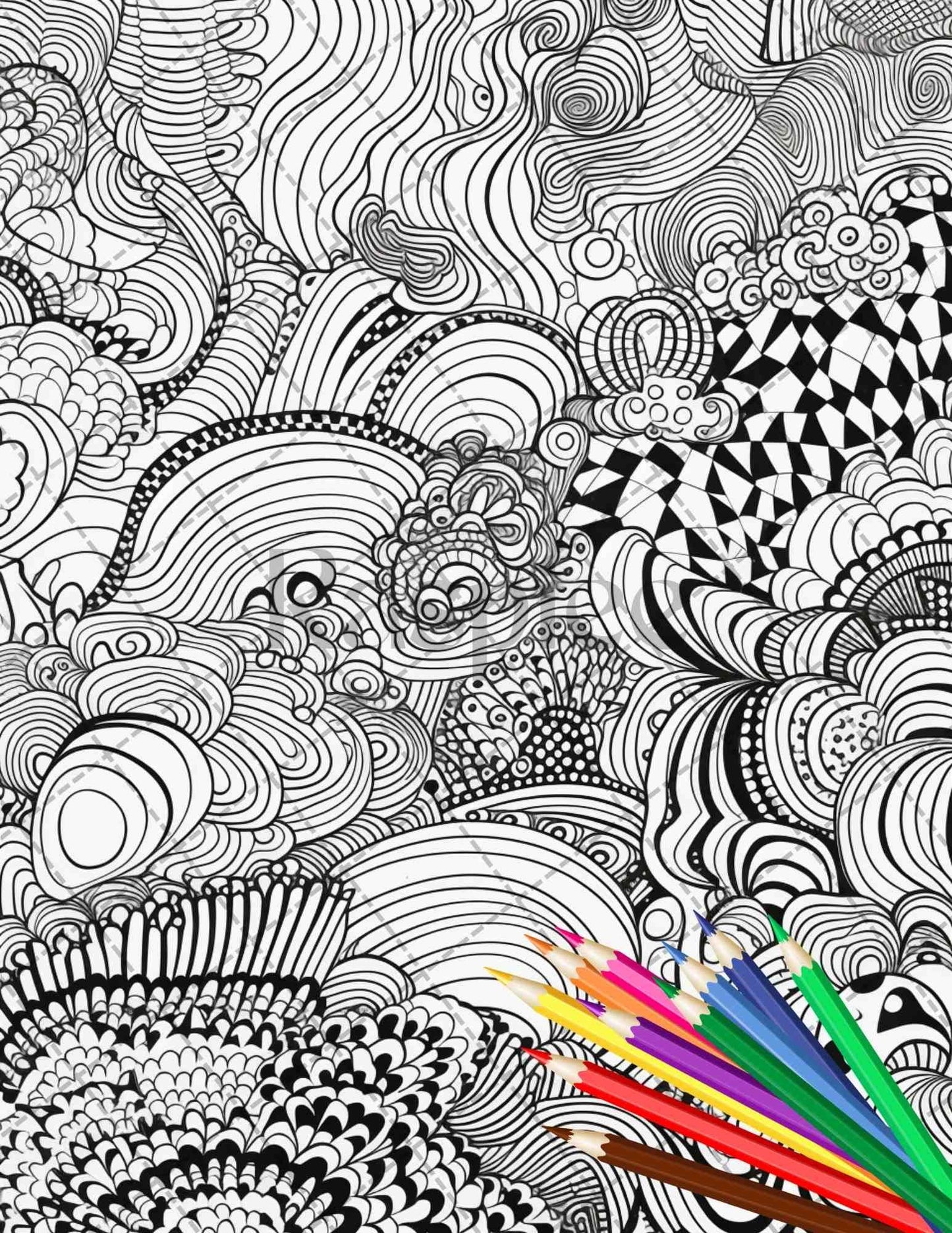 Psychedelic Trippy Coloring Book Printable for Adults, Grayscale Coloring Page, PDF File Instant Download