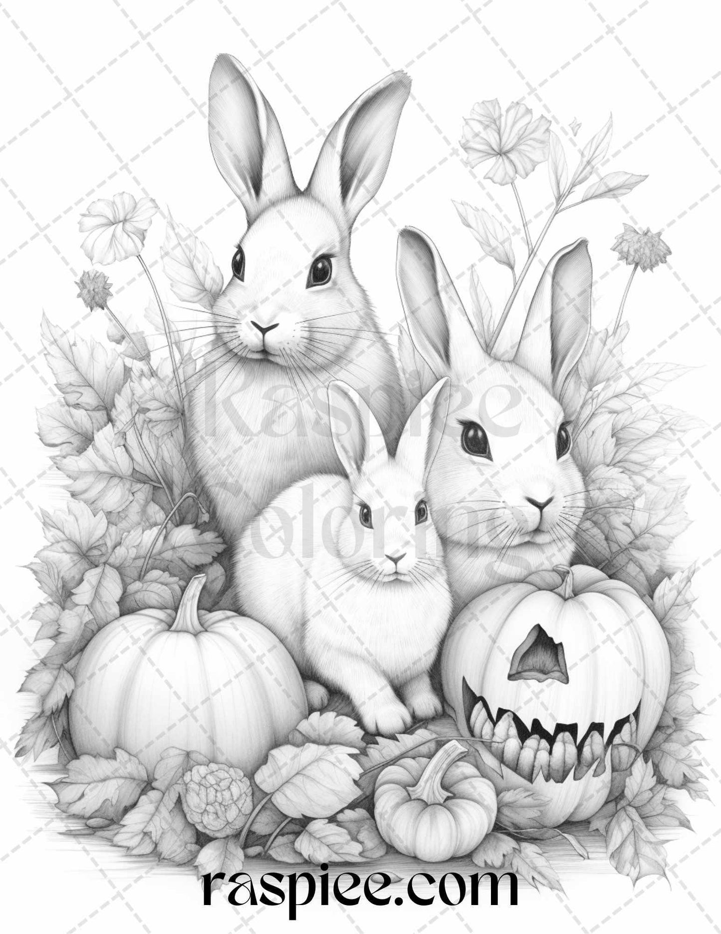 Autumn Animals Grayscale Coloring Pages for Adults and Kids, Printable PDF File Instant Download