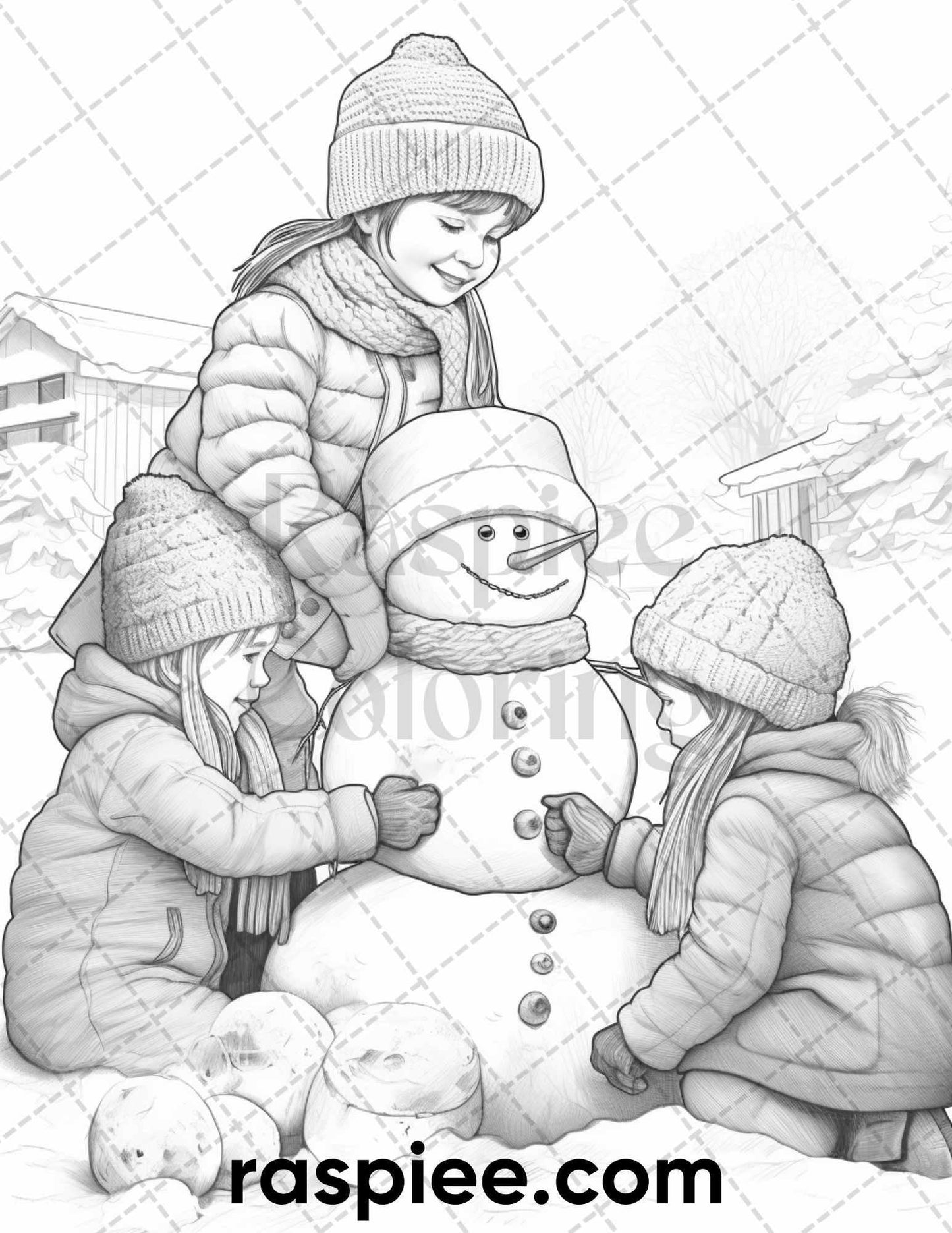 60 Merry Christmas Grayscale Coloring Pages Printable for Adult, Holiday Relaxation Art, PDF File Instant Download