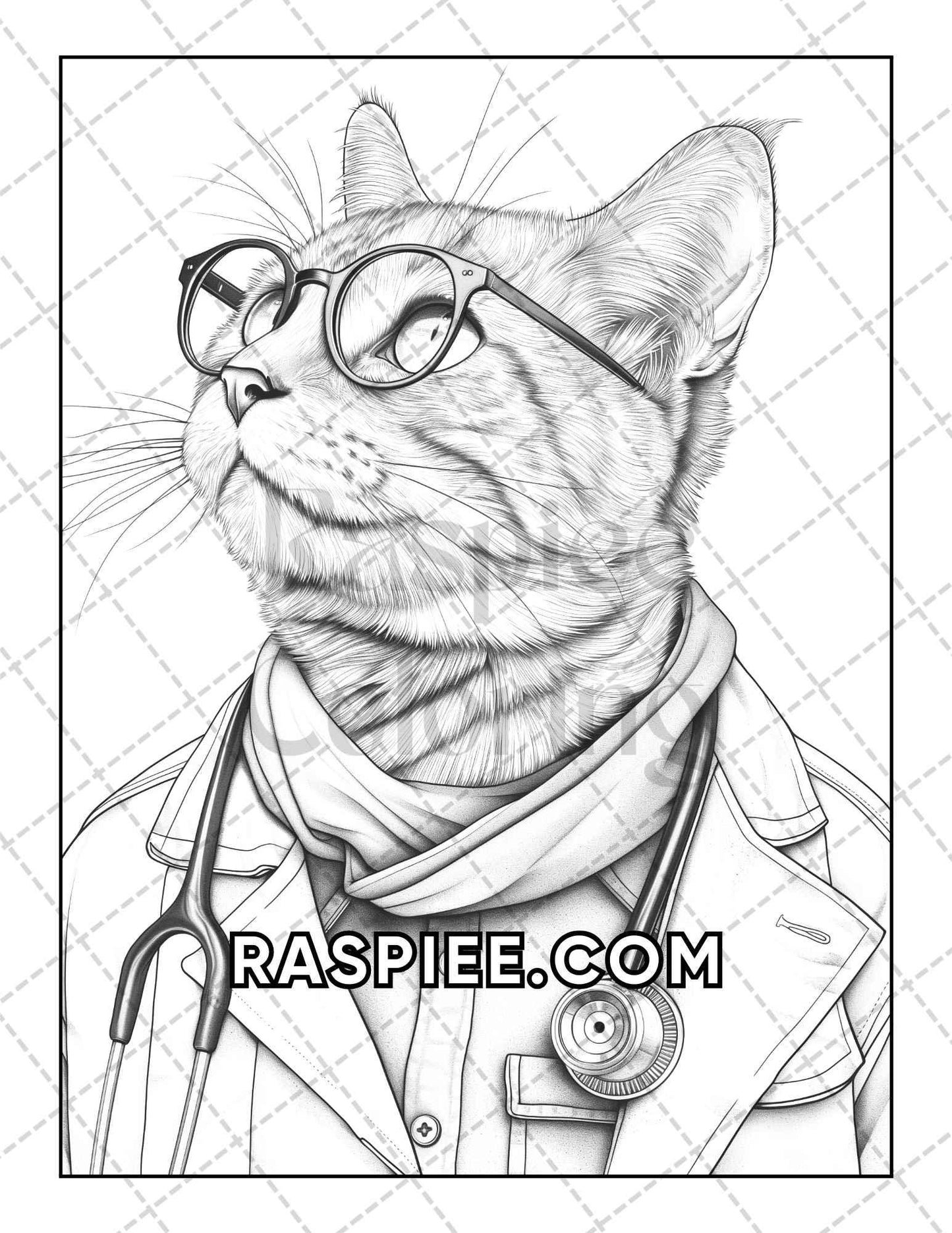 60 Cats Dressed Up Adult Coloring Pages Printable PDF Instant Download