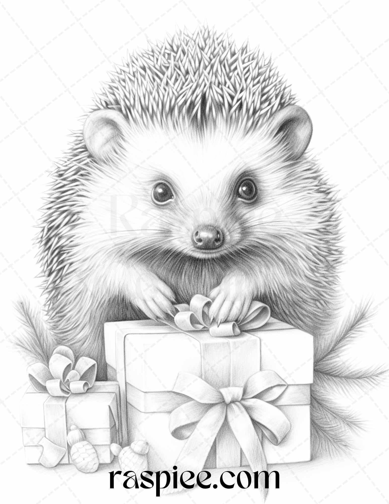 70 Christmas Animals Grayscale Coloring Pages Printable for Adults, PDF File Instant Download