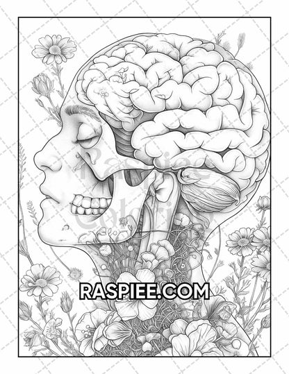 50 Botanical Anatomy Adult Coloring Pages Printable PDF Instant Download
