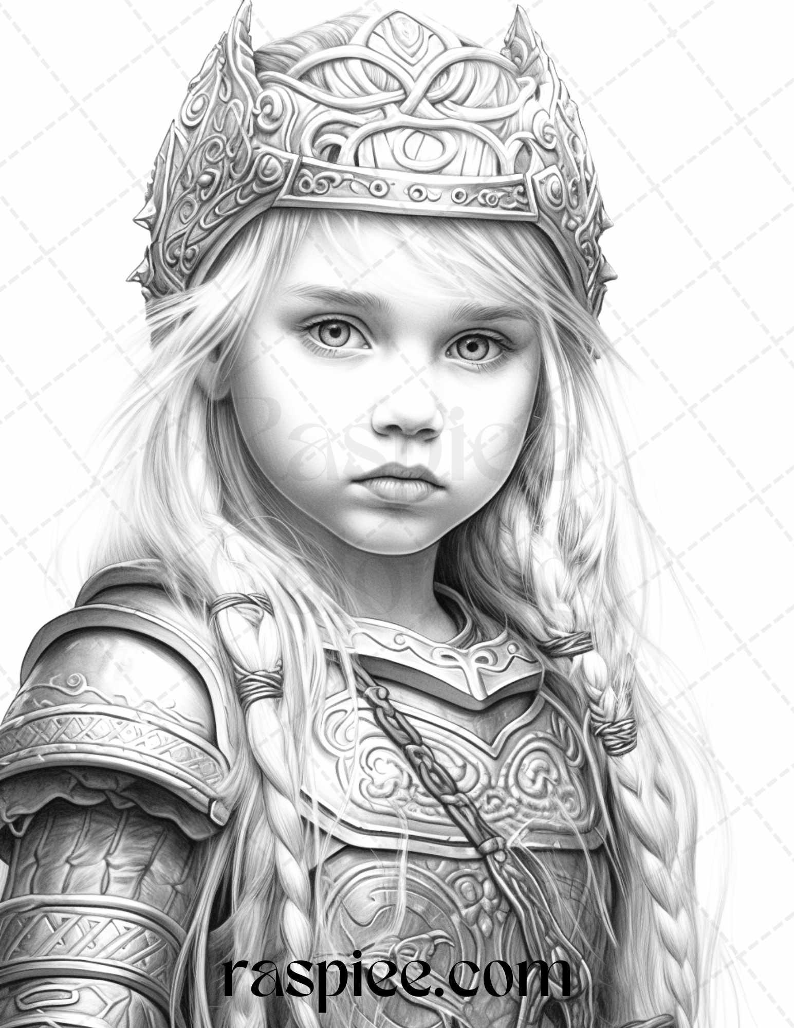 58 Little Viking Girls Boys Portrait Grayscale Coloring Pages Printable, PDF File Instant Download
