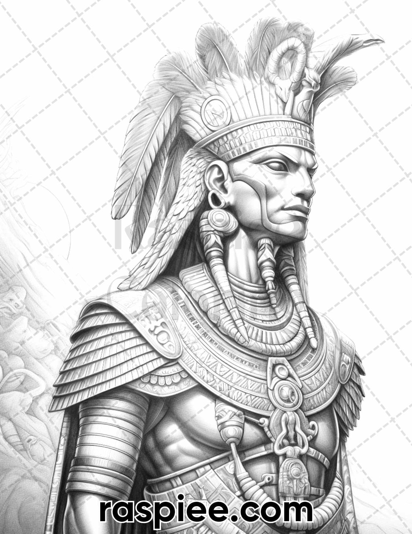 52 Mythology Gods Grayscale Coloring Pages for Adults, Printable PDF Instant Download