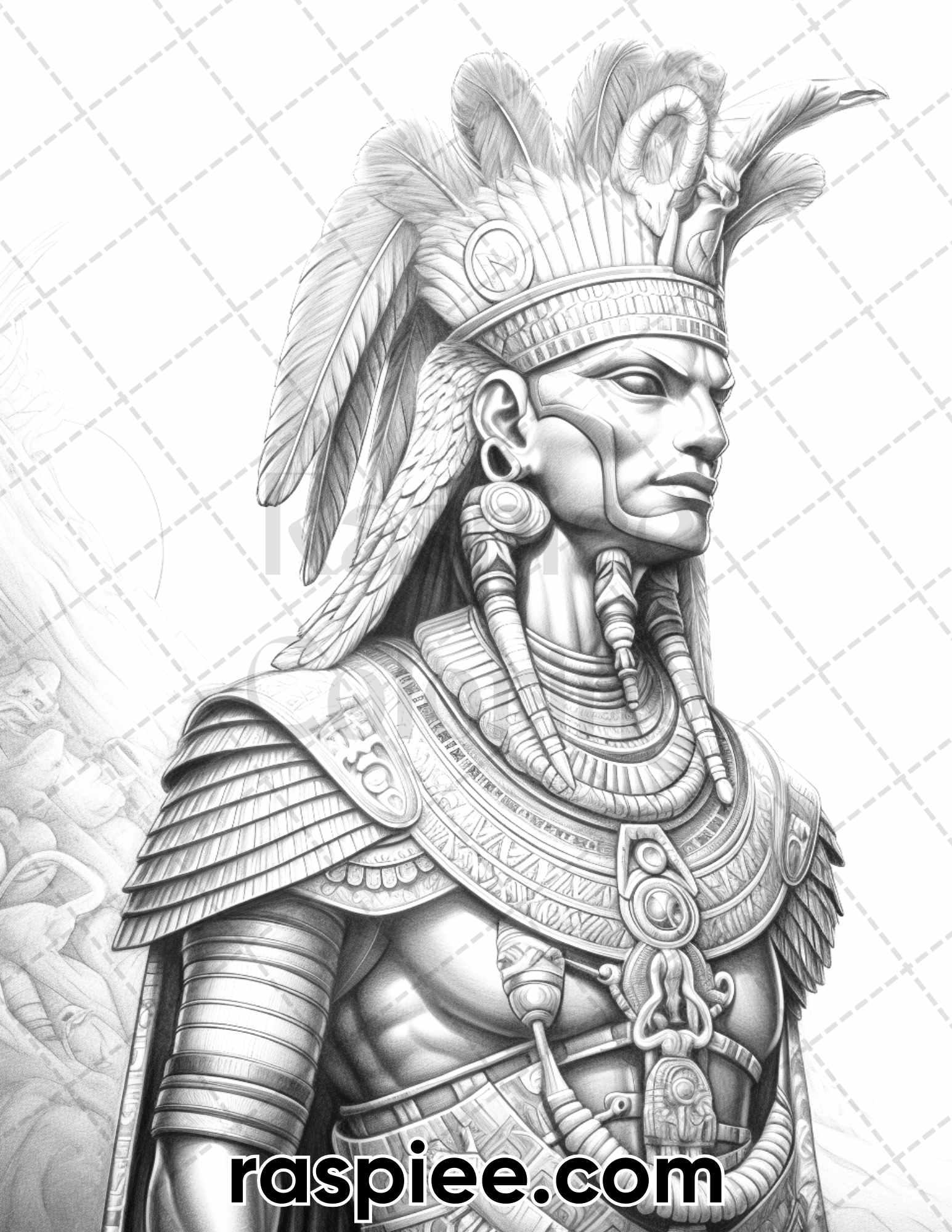 52 Mythology Gods Grayscale Coloring Pages for Adults, Printable PDF Instant Download