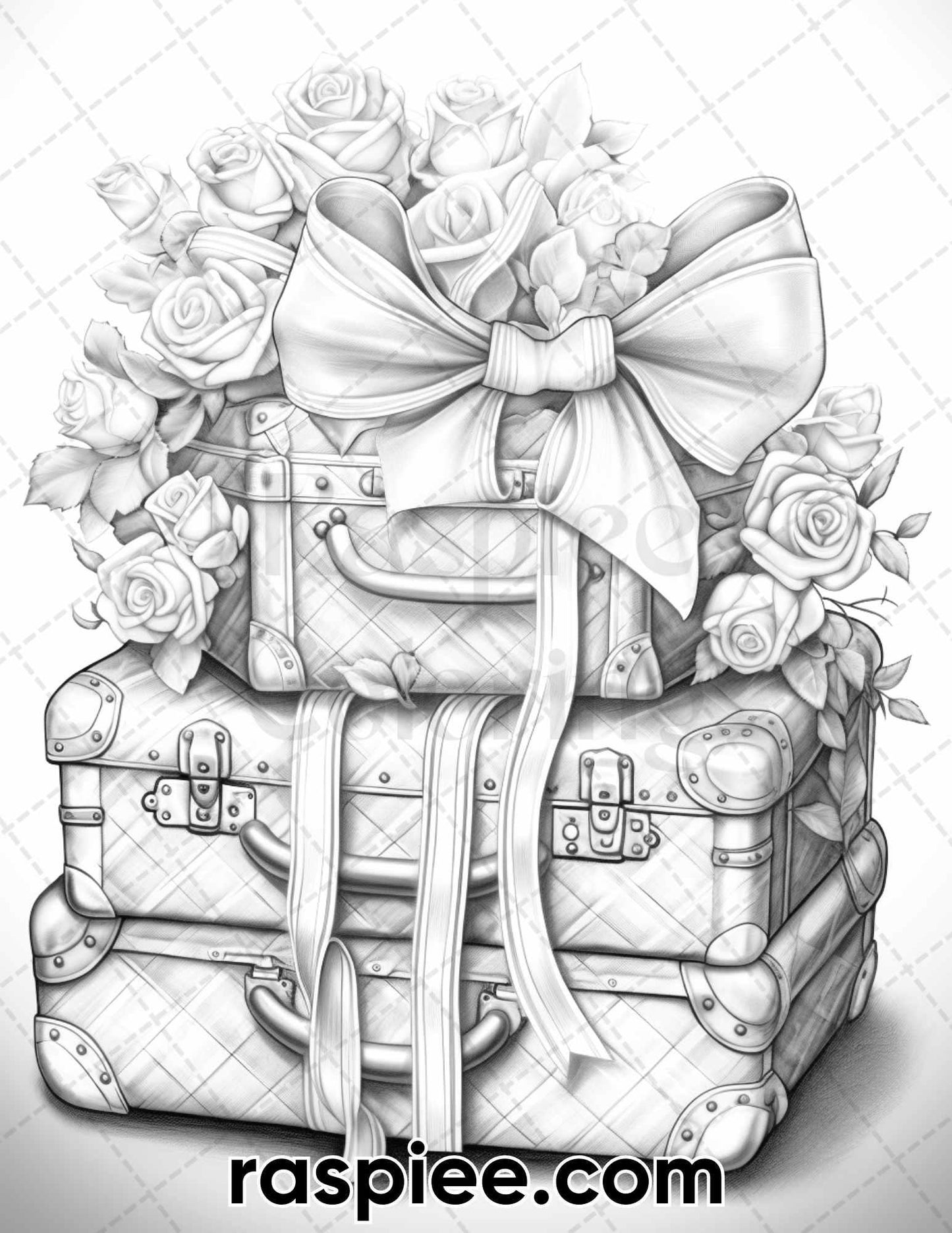 50 Sweet Valentine Grayscale Adult Coloring Pages, Printable PDF Instant Download