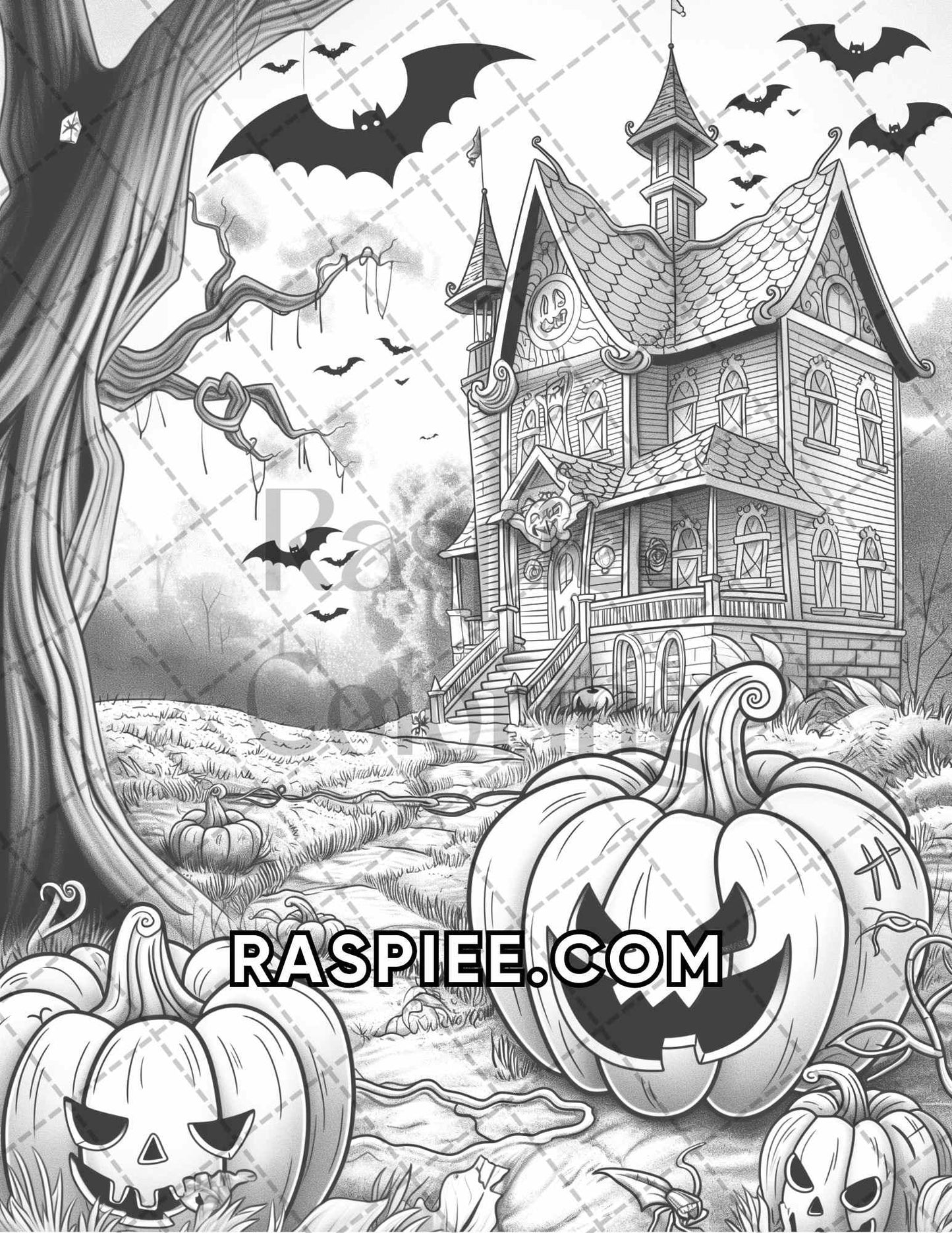 60 Relaxing Autumn Grayscale Adult Coloring Pages Printable PDF Instant Download