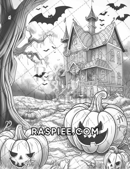 60 Relaxing Autumn Grayscale Adult Coloring Pages Printable PDF Instant Download