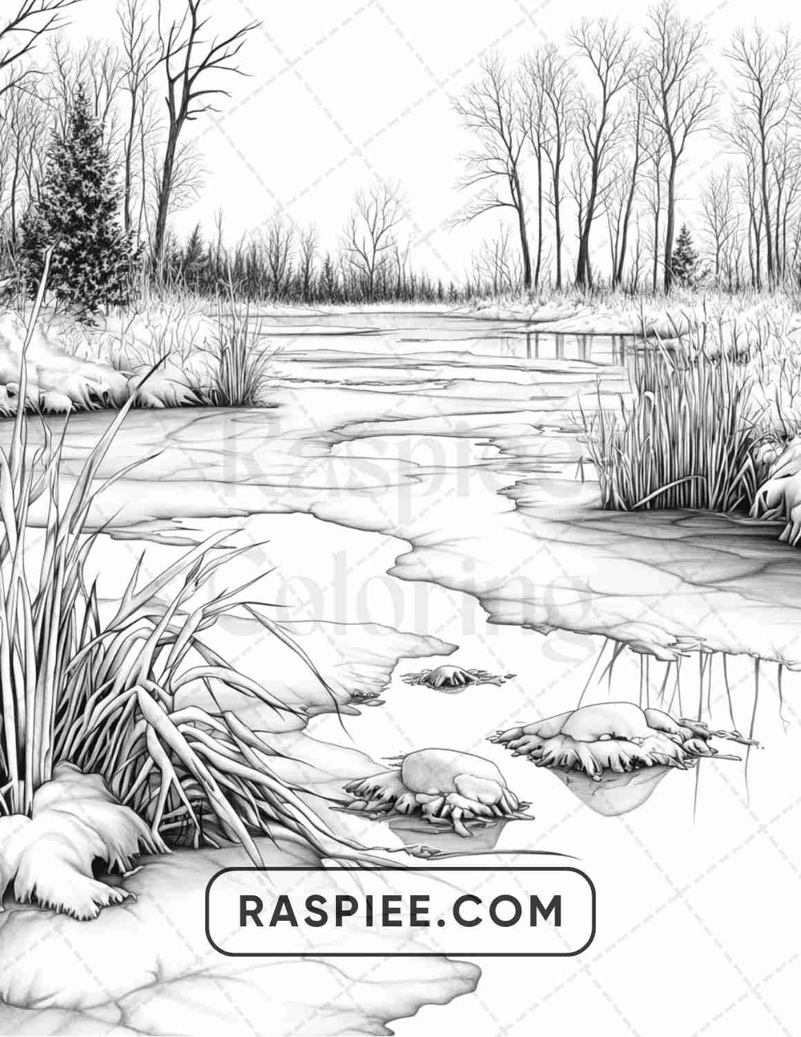 82 Winter Landscapes Adult Coloring Pages