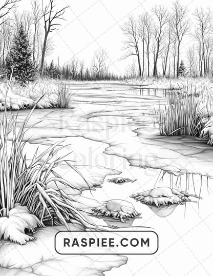 82 Winter Landscapes Adult Coloring Pages