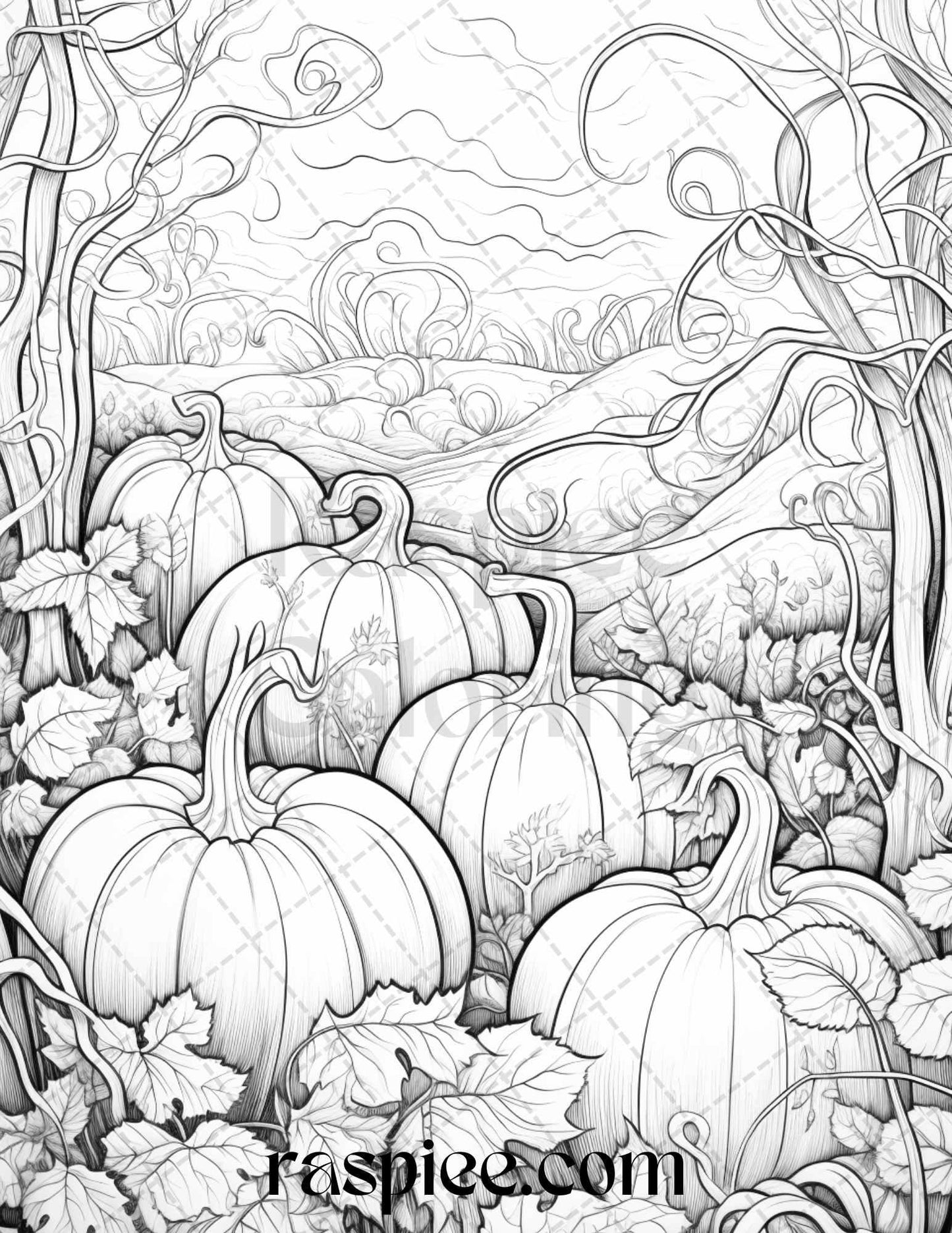 Autumn Vibes Grayscale Coloring Pages Printable for Adults, PDF File Instant Download