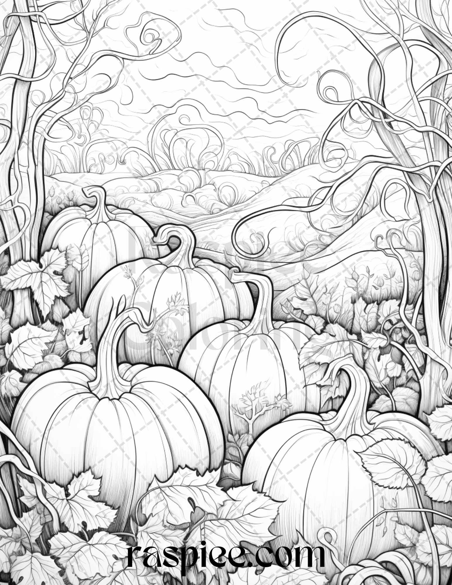 Autumn Vibes Grayscale Coloring Pages Printable for Adults, PDF File Instant Download