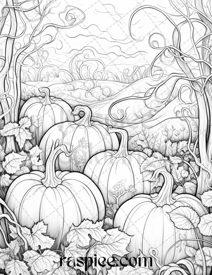 Autumn Vibes Grayscale Coloring Pages Printable for Adults, PDF File Instant Download