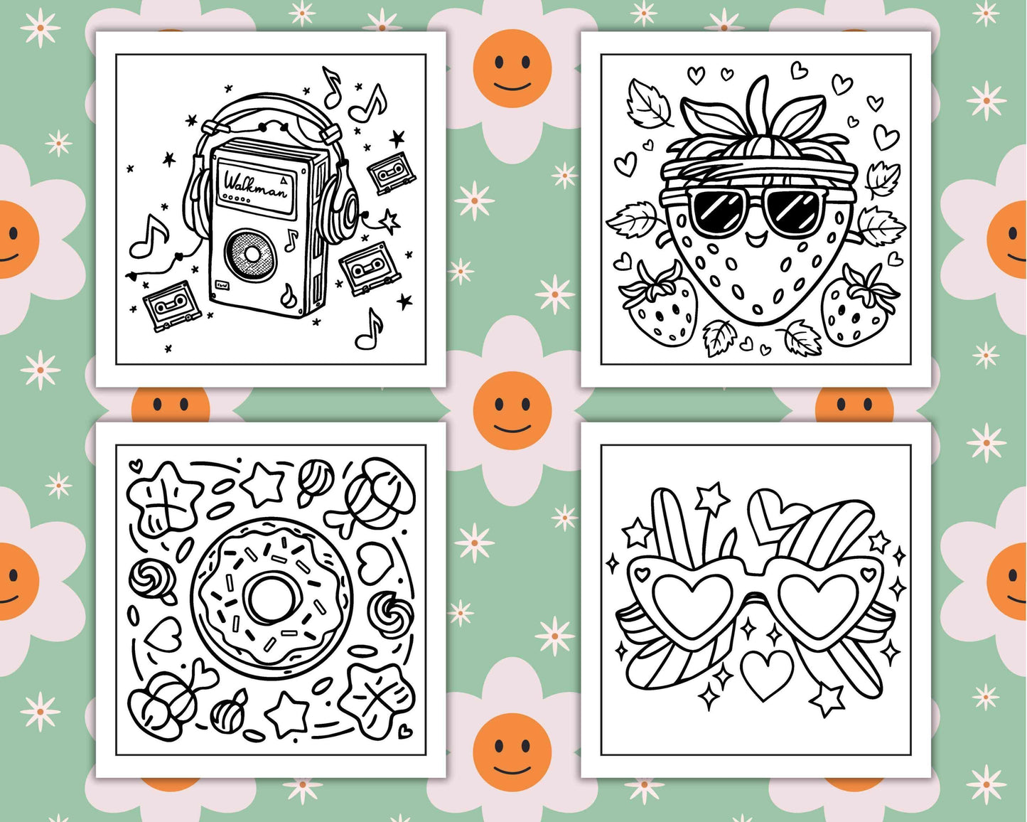 127 Bold and Easy Cute Groovy Coloring Pages