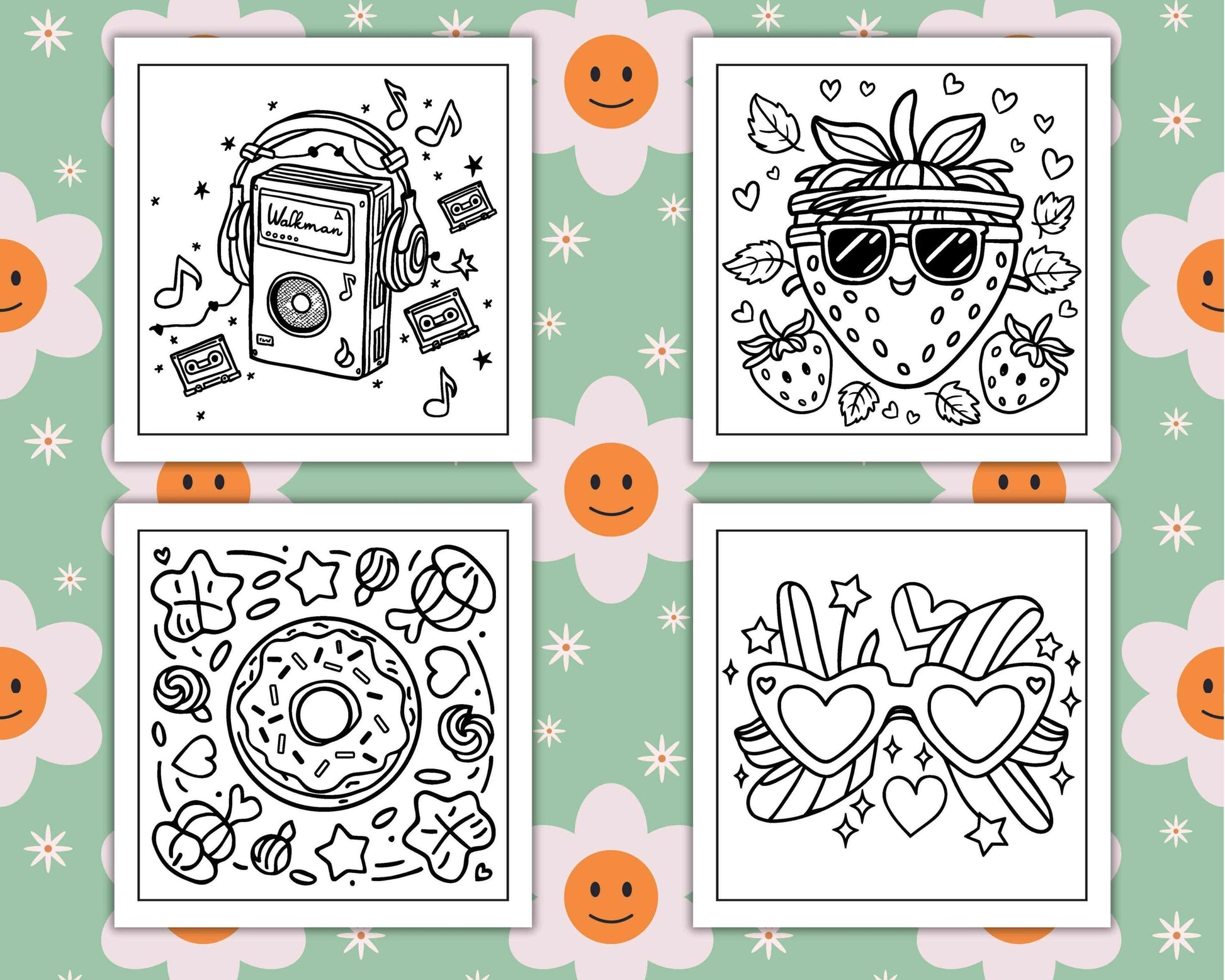 127 Bold and Easy Cute Groovy Coloring Pages