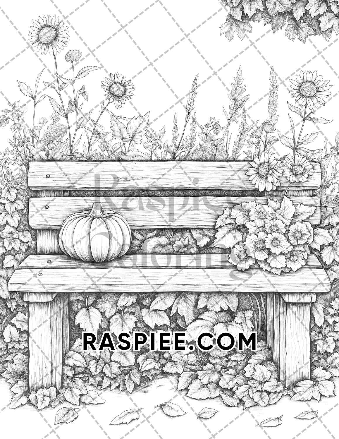 Fall Flowers Adult Coloring Pages Printable PDF Instant Download
