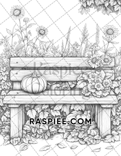 Fall Flowers Adult Coloring Pages Printable PDF Instant Download