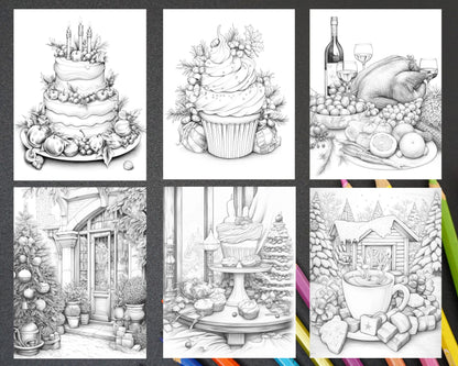 90 Merry Christmas Grayscale Coloring Pages Printable for Adults, PDF File Instant Download