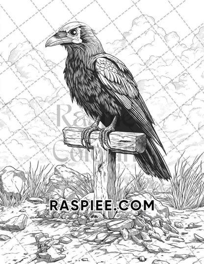 Horror Animals Halloween Adult Coloring Pages Printable PDF Instant Download