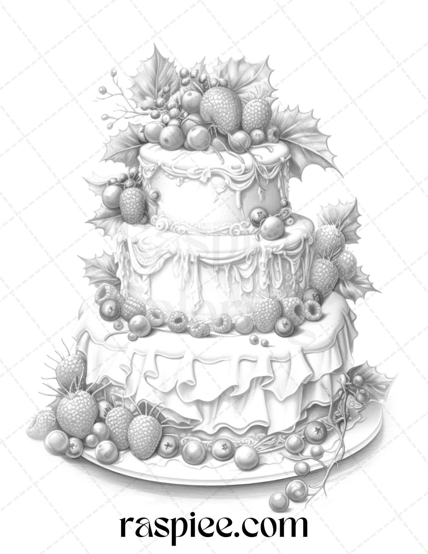 90 Merry Christmas Grayscale Coloring Pages Printable for Adults, PDF File Instant Download