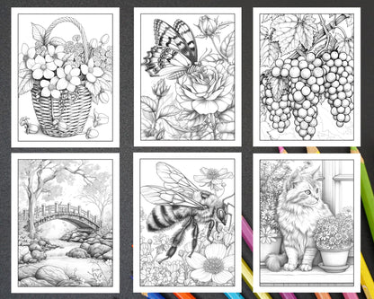 50 Spring Serenity Adult Coloring Pages Printable PDF Instant Download