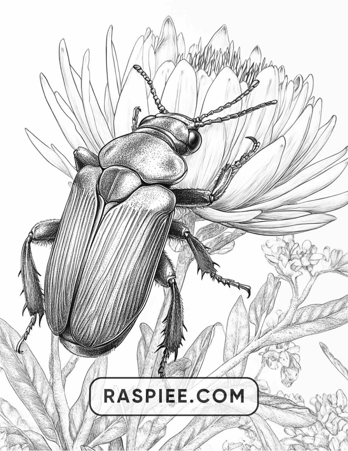 Insects and Flowers Adult Coloring Pages