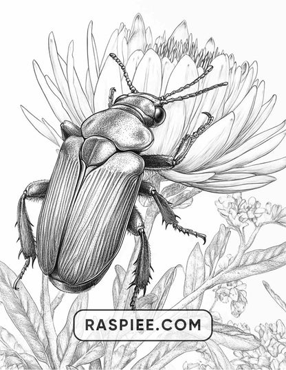 Insects and Flowers Adult Coloring Pages