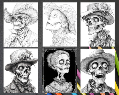 Victorian Zombies Halloween Adult Coloring Pages Printable PDF