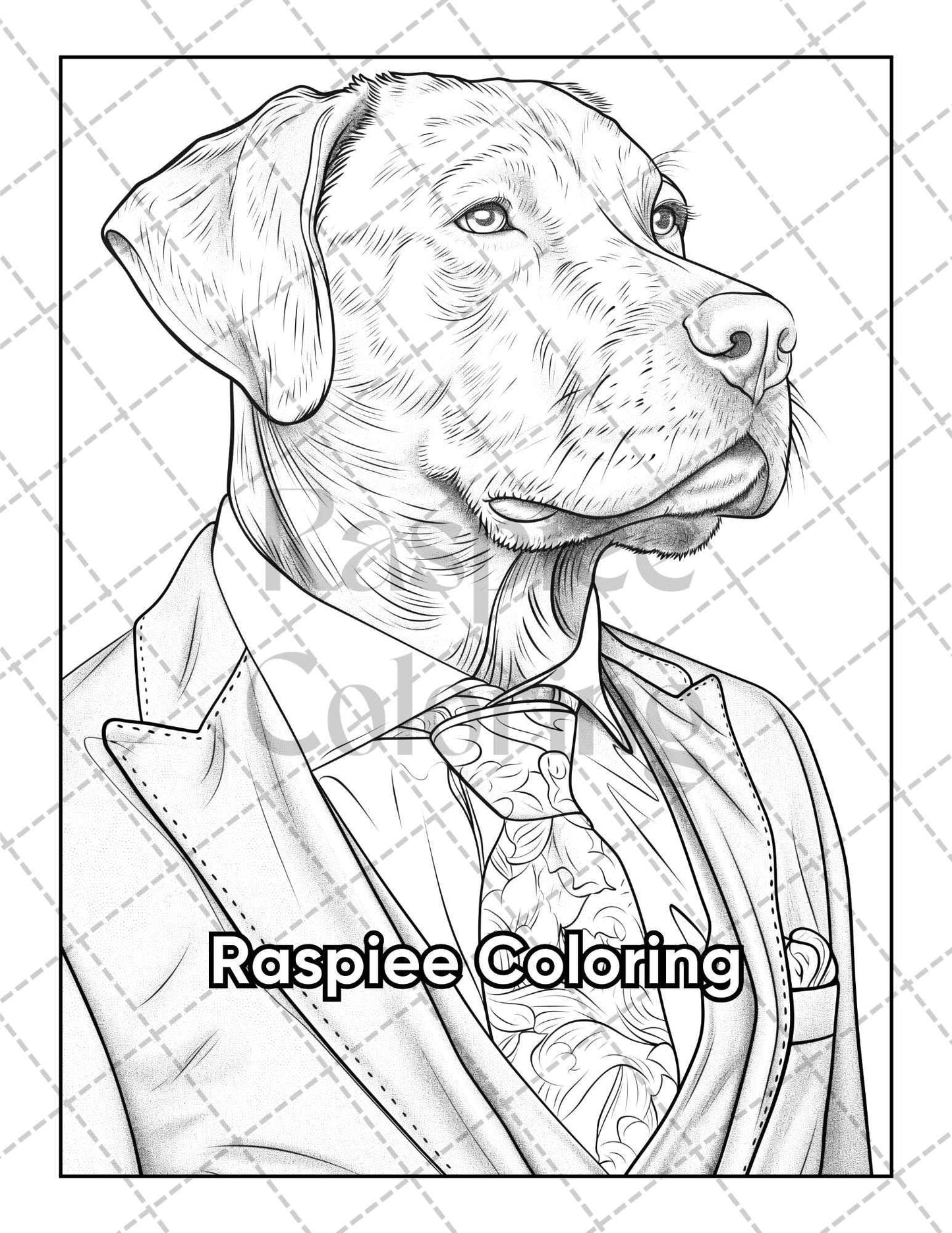 50 Dogs Dressed Up Adult Coloring Pages Printable PDF Instant Download