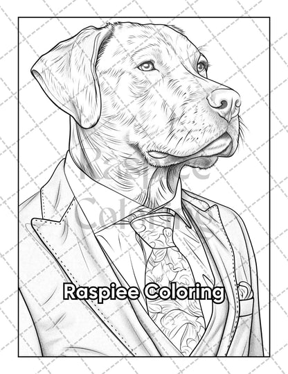 50 Dogs Dressed Up Adult Coloring Pages Printable PDF Instant Download