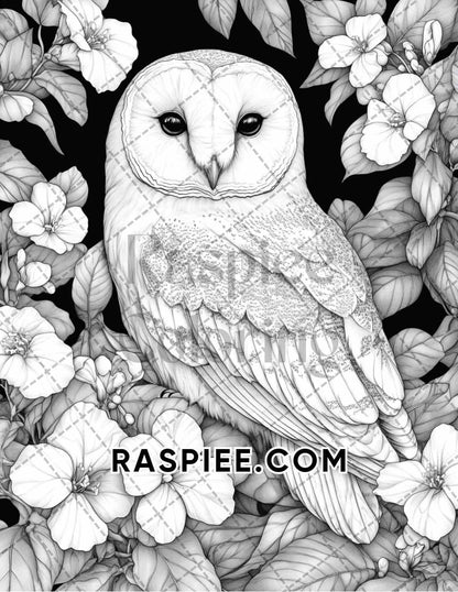 Flowers and Birds Adult Coloring Pages Printable PDF Instant Download