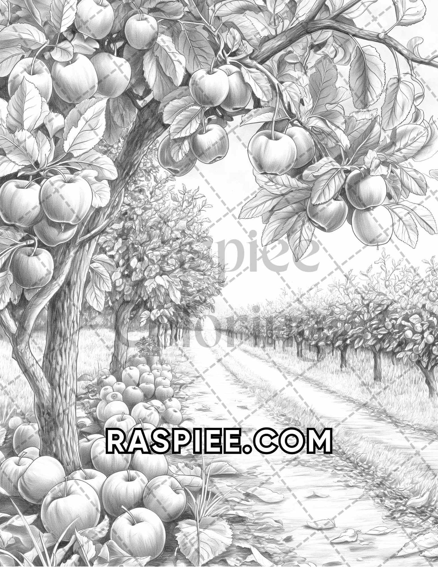 60 Relaxing Autumn Grayscale Adult Coloring Pages Printable PDF Instant Download