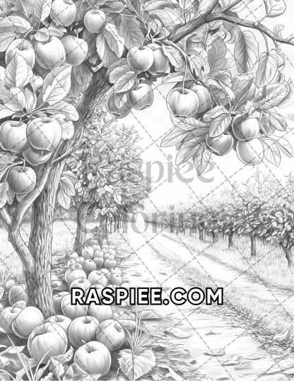 60 Relaxing Autumn Grayscale Adult Coloring Pages Printable PDF Instant Download
