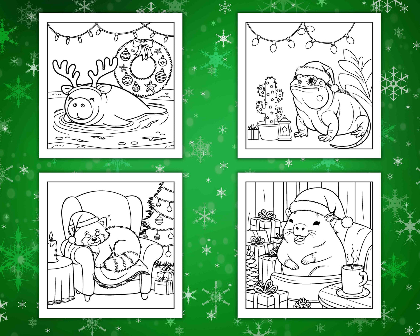 114 Bold and Easy Festive Corner Christmas Coloring Pages