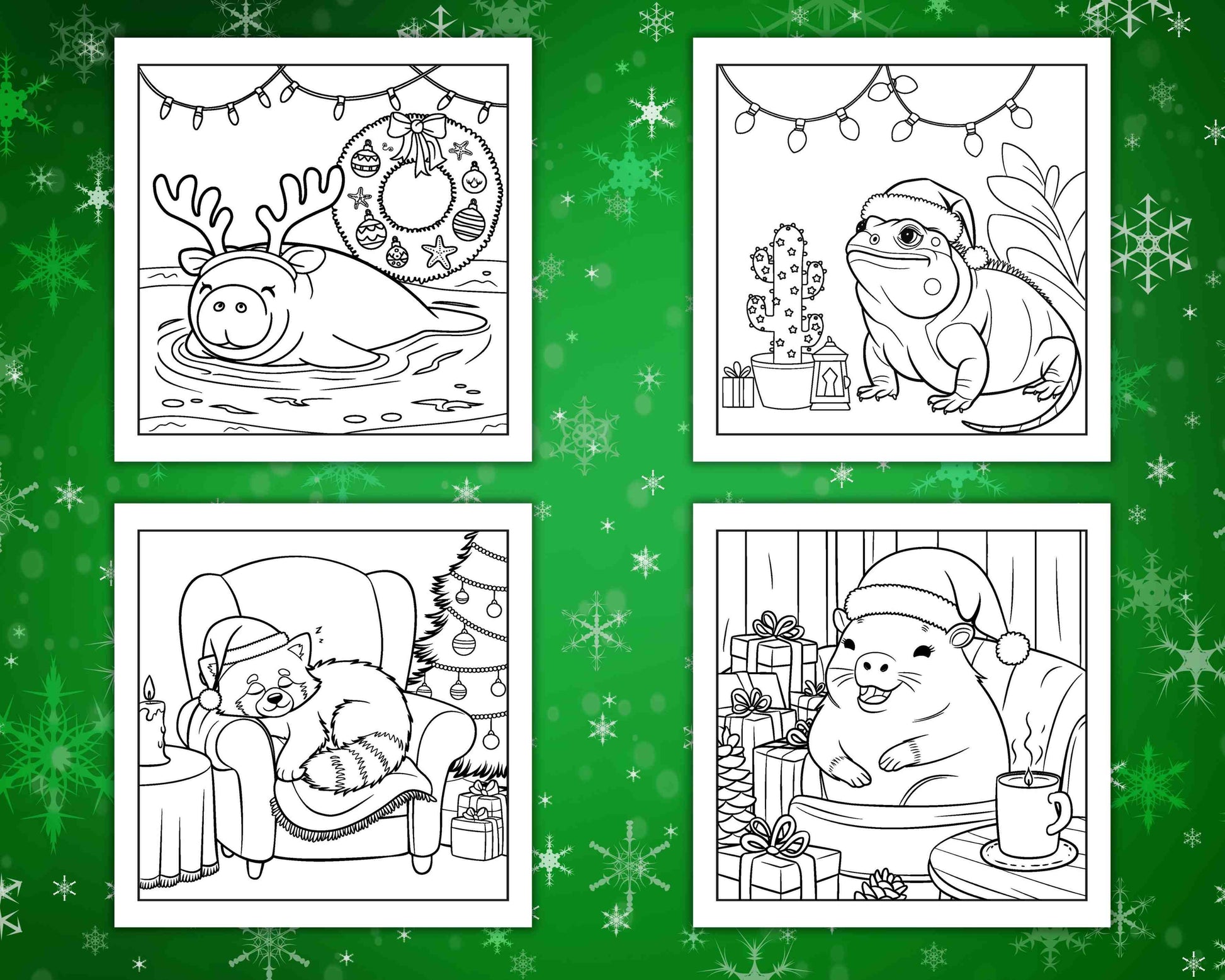 114 Bold and Easy Festive Corner Christmas Coloring Pages