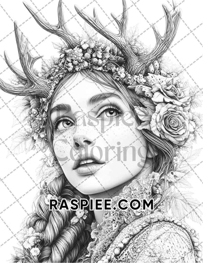 Enchanted Witches Adult Coloring Pages Printable PDF Instant Download