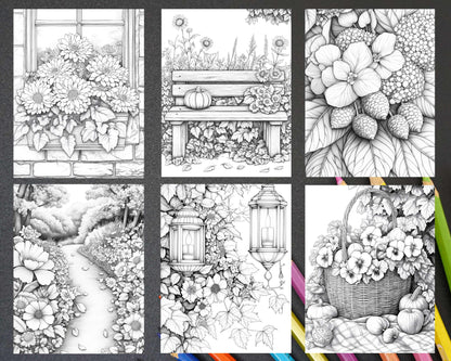 Fall Flowers Adult Coloring Pages Printable PDF Instant Download