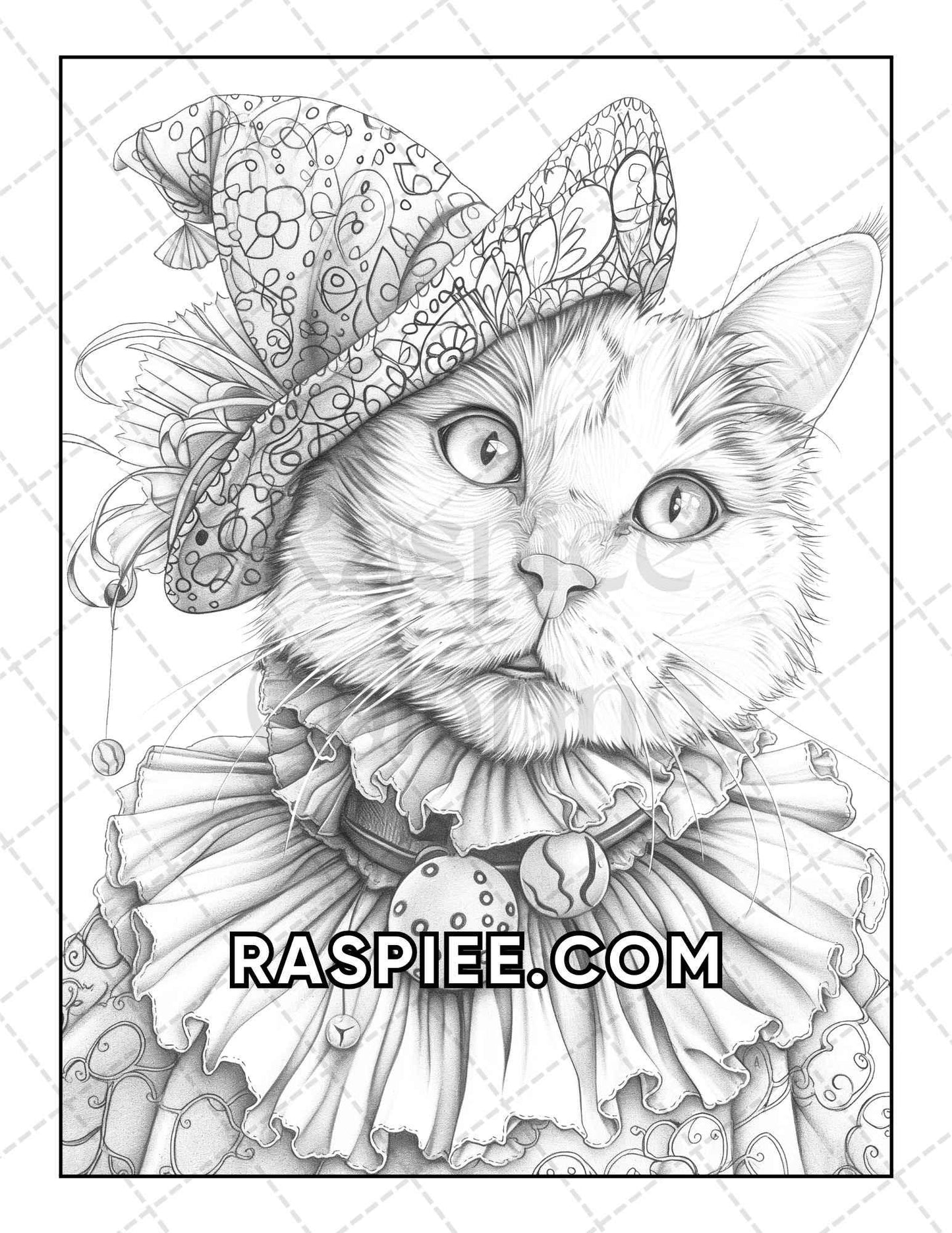 60 Cats Dressed Up Adult Coloring Pages Printable PDF Instant Download