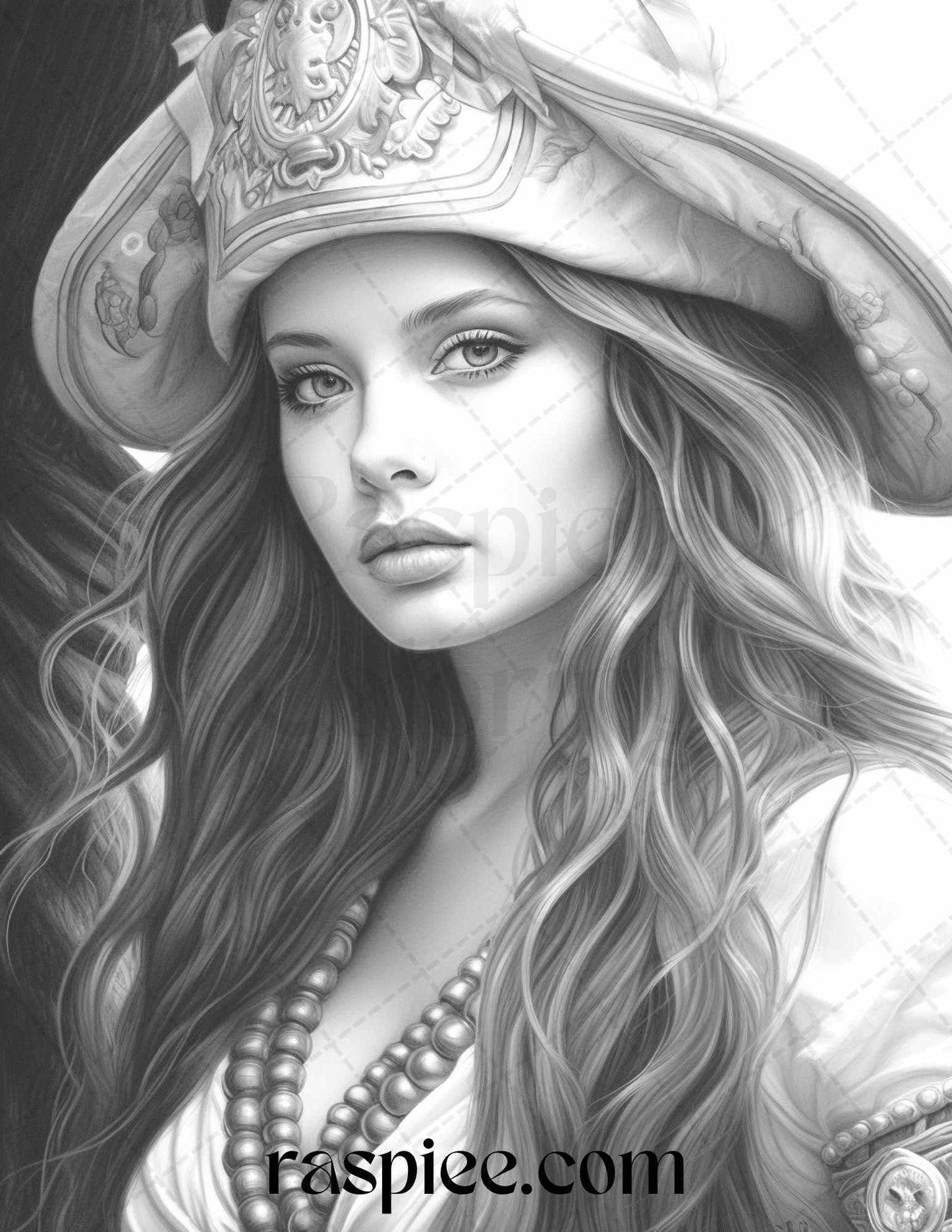 60 Pirate Life Grayscale Coloring Pages Printable for Adults, Stress Relief Coloring, PDF File Instant Download