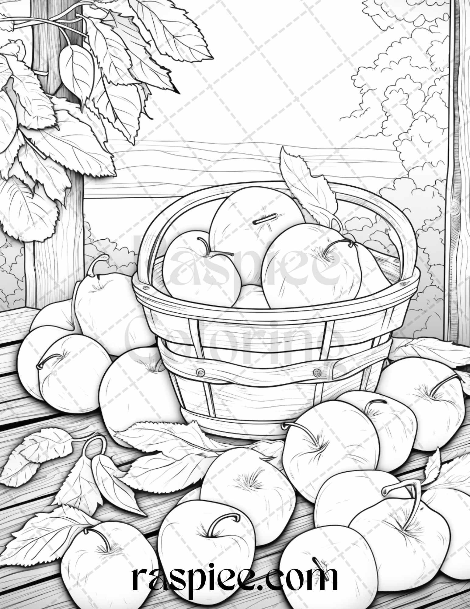 Autumn Vibes Grayscale Coloring Pages Printable for Adults, PDF File Instant Download